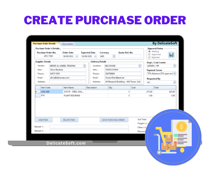 how to create purchase order in uae